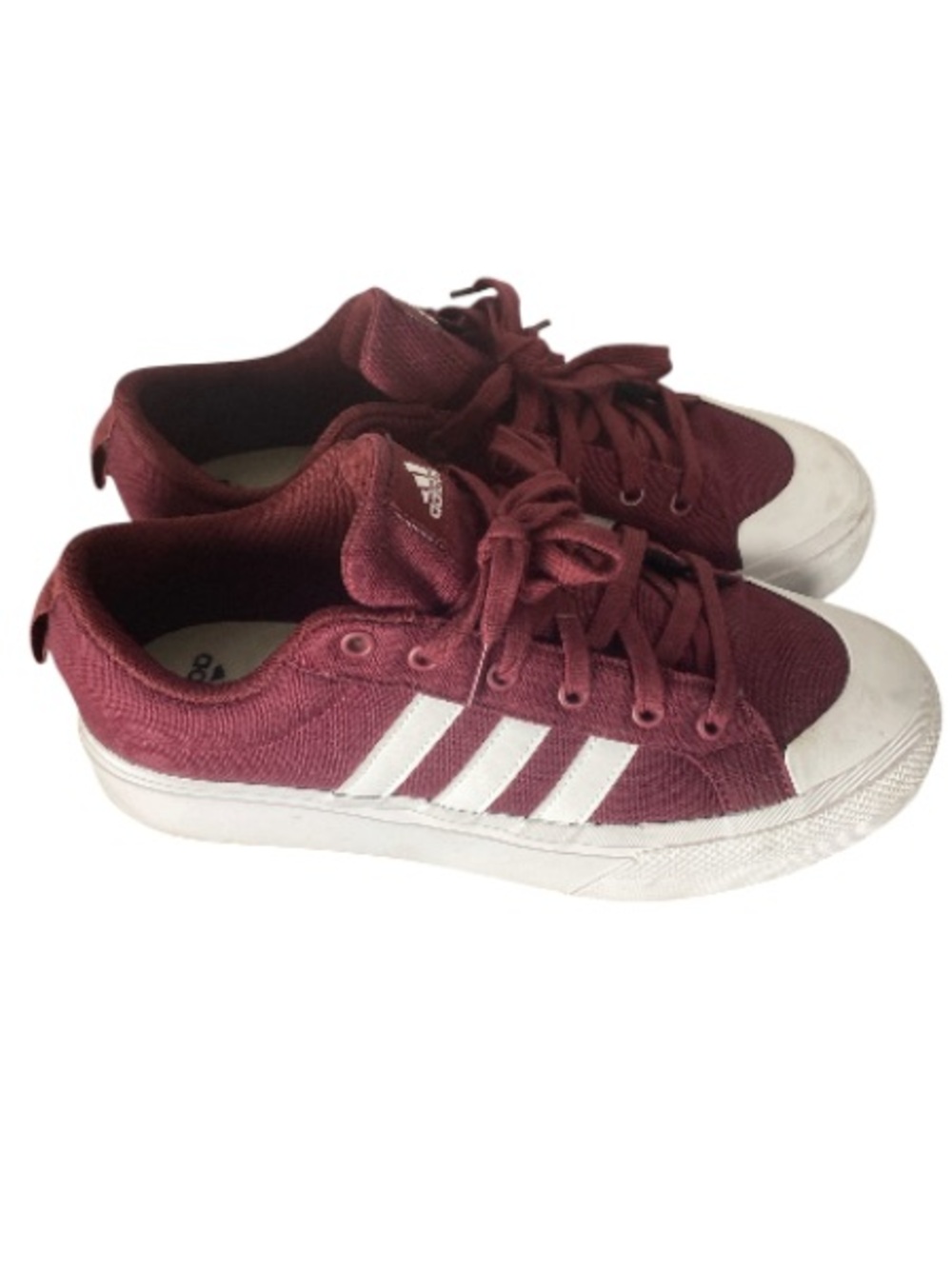 ADIDAS Wms Maroon Canvas Sneakers with White Stripes / 11